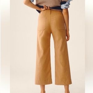 Anthropologie Maeve Colette Linen Crop Wide-Leg Pants Camel Brown 26